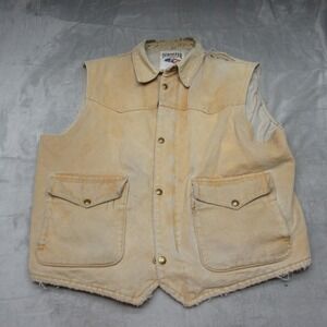 Schaefer Outfitter Vest Men Large Yellow Canvas Western Rugged USA Made VTG READ